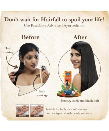Parachute Advansed Ayurvedic Coconut Hair Oil - 25 Natural Ingredients for Hair Fall Control | Addresses 7 Hair Problems | Headache Relief | 190 ml - Buy Online on GoSupps.com