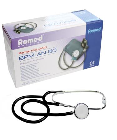 Aneroid 2-Tube Blood Pressure Monitor + Stethoscope (Black)
