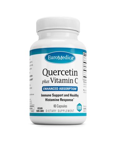 EuroMedica Quercetin Plus Vitamin C - Supports Healthy Histamine Response & Respiratory Health - Dietary Supplement for Immune Function Support & Cellular Health - 60 Capsules (60 Servings)