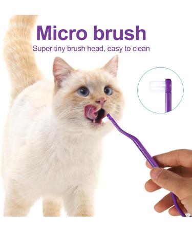 Double-Sided Cat Toothbrushes - 2 Pack Kitten Dental Care Brush with Microbe Head & Curved Handle - Purple & Orange - Buy Online on GoSupps.com