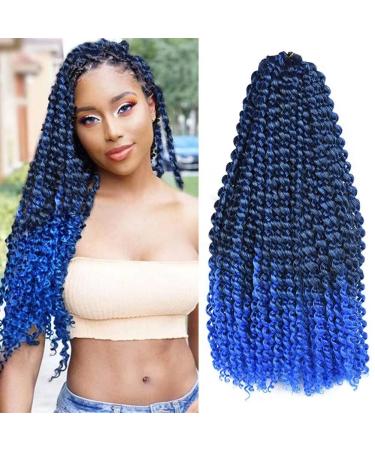 22inch Blue Water Wave Crochet Hair for Butterfly Soft Locs 7 Packs Ombre Blue Passion Twists Hair Synthetic Crochet Hair Long Bohemian Locs Braiding Hair Extensions (22" 7packs T1B/blue#) 22 Inch(Pack of 7) T1B/Blue#