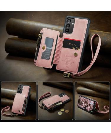 Buy Soonic Leather Cover for Samsung Galaxy A34 5G - Magnetic Zippered Wallet Case for Cards & Cash Folding Stand Coin Compartment - Pink Rose Protective Cover - Buy Online on GoSupps.com