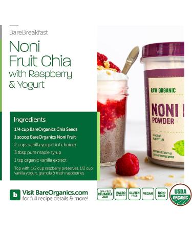 BAREORGANICS Noni Fruit Powder - 8 oz | Organic Superfood Supplement - Buy Online on GoSupps.com