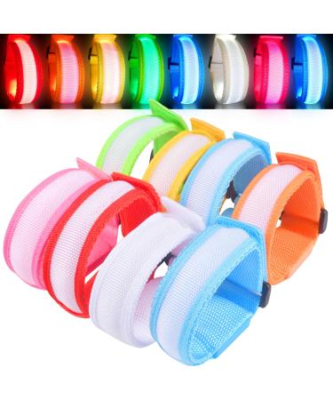 Funmo 8 pieces LED bracelet light-sleeved band Children's luminaire jogging light-hard band glow flashing LED bracelets dark party accessories for concerts festivals sports parties night