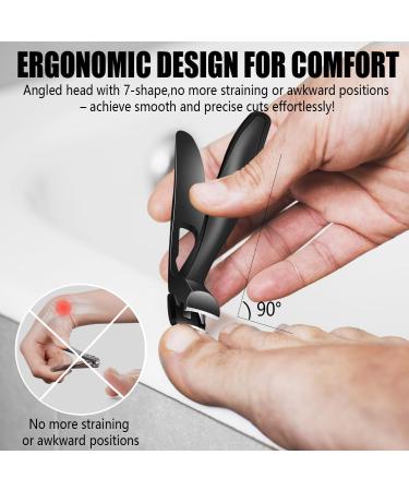 Premium Angled Head Toenail Clippers for Thick Nails - Ergonomic Steel Trimmer for Seniors | Best Nail Cutter with Catcher for Easy Use - Buy Online on GoSupps.com