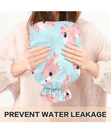 Cute Axolotl Heat Bottle | 1L Hot Water Bottle with Plush Cover | Winter Warmer for Kids Men & Women - Buy Online on GoSupps.com