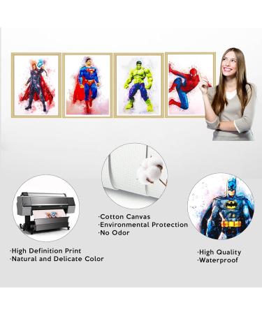 Yumcute Superheroes Watercolor Art Posters - 8-Piece Avengers Wall Decor for Kids' Bedrooms (A4 Unframed) - Buy Online on GoSupps.com