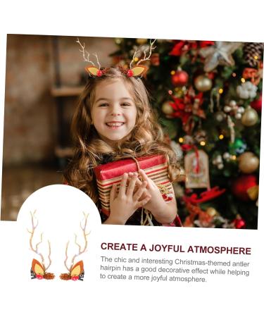 ABOOFAN 3 Pairs Christmas Glow Barrette Xmas Hair Clips Antlers Tree Branches Antlers Hair Clips Winter Hair Barrettes Mushroom Costume Reindeer Horn Hair Grip Mosaic Resin Miss - Buy Online on GoSupps.com