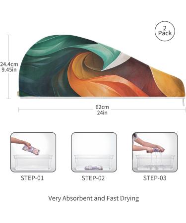 Abstract Pattern Hair Towel 2 Pack - Super Absorbent Quick Dry Hair Turbans with Button Twist Wrap for Women & Girls | Ideal for All Hair Types - Buy Online on GoSupps.com