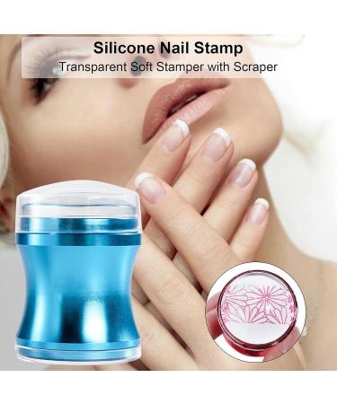 Nail Art Stamper with Schabern | Silicone Nail Stamps for Manicure | Blue Transparent Soft Stamp - International Shipping Available - Buy Online on GoSupps.com