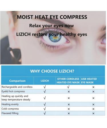 LIZICH Cordless Heated Eye Mask - 2-in-1 Warm Eye Compress for Dry Eyes - Electric Eye Heating Pad for MGD, Stye, Chalazion - Steam Mask for Women - Buy Online on GoSupps.com