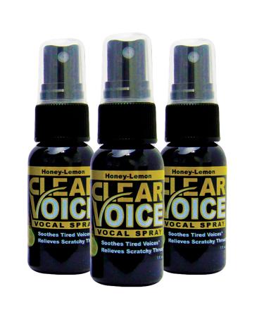 Clear Voice Vocal Throat Spray - Singing Ease & Voice Clarity, Fast Acting Herbal Oral Remedy for Singers, Speakers, Performers - Soothing Dampener, Moisturizer Relief, USA Made (Honey Lemon, 3 Pack) Honey Lemon 1 Fl Oz (Pa
