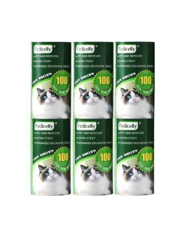 Fedicelly Lint Rollers Pet Hair Extra Sticky Refills Mega Value Set 600 Sheets for Cat and Dog Hair Removal 100 Sheets Per Roller (Pack of 6)