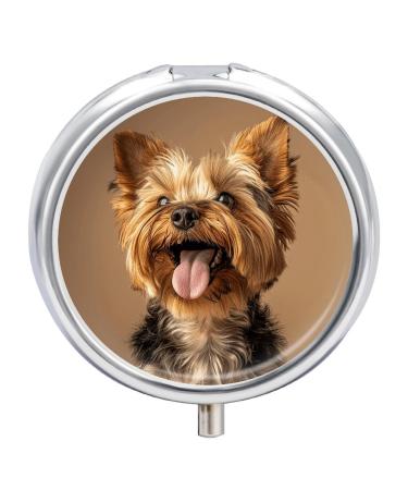 Pill Box Pill Case 3 Compartment Travel Pill Box Sticking Out Tongue Printing Small Pill Box Portable Medicine Pill Case Pill Organizer for Purse & Pocket for Travel Handbag (Round)