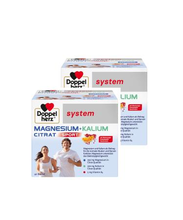 Double heart system magnesium + potassium citrate - magnesium + potassium as a contribution to the normal function of the muscles and the nervous system - 2 x 40 portion bags 40 pieces (2 -pack)