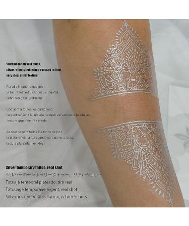 Roarhowl Metallic sparkle temporary tattoos  gold  silver  suitable for all skin tones (silvery 4) - Buy Online on GoSupps.com