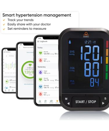 Dario Blood Pressure Monitor Gen2 - Digital BP Machine with Large Backlit Display and Large Cuff for Accurate Home Use - Buy Online on GoSupps.com