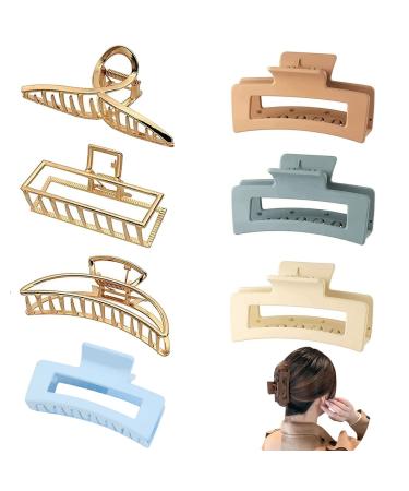 Sumoni Women's Hair Clips Women's Gold Plated Claw Clips Women's Large Hair Clips Thick Hair Claw Clips Multiple Styles Fashion Hair Clips Girls Party Hair Accessories (7 pcs)