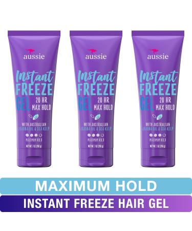 Aussie Instant Freeze Sculpting Maximum Hold Hair Gel - 7 Oz Triple Pack with Jojoba Oil, Sea Kelp, and Australian Aloe - Buy Online on GoSupps.com