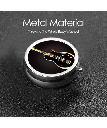 Black Guitar Round Pill Box - 3 Compartment Portable Travel Organizer for Pills - Buy Online on GoSupps.com