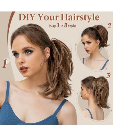 CJL HAIR Claw Clip Short Ponytail Hair Extensions Bendable Metals Messy Bun Hair piece Straight Fake Hairpieces Dark Brown 8 inch - Buy Online on GoSupps.com