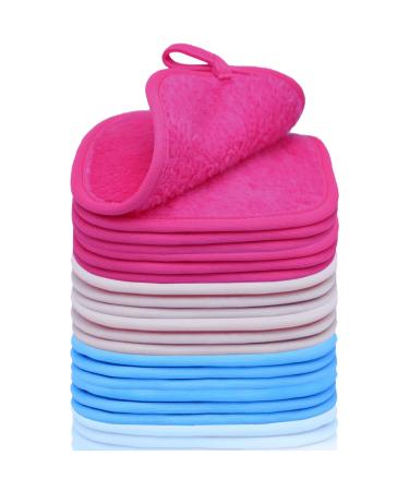 Makeup Remover Cloths Reusable Makeup Remover Pads Erase Makeup With Just Water Makeup Remover Set For Eyes Lips Foundation with 1 Bag for Laundry & Storage (15pcs) Multi-colored 1 Count (Pack of 15)