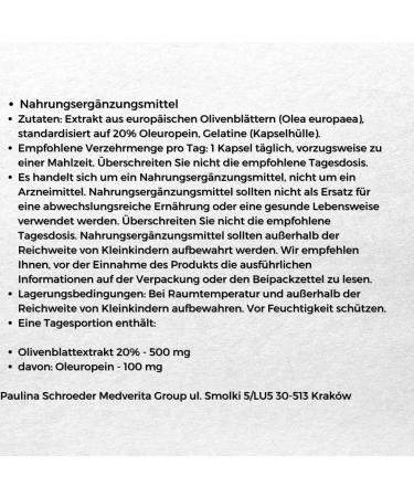 Medverita Olive Leaf Extract 20% Oleuropein - Lowers Blood Pressure & Cholesterol - 120 Capsules Dietary Supplements - Buy Online on GoSupps.com