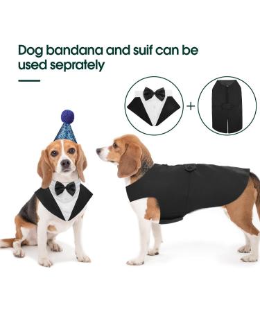 Kuoser Dog Tuxedo Wedding Suit & Bandana Set | Puppy Formal Shirt with Bow Tie | Costume for Party, Birthday, Festival | XXL Size - 23.6 Back Length, 31.5-35.4 Chest | Black - Buy Online on GoSupps.com