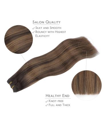 Buy 50cm 100g Balayage Dark Brown to Chestnut Brown Real Hair Extensions - Sew In Weft - Premium Quality Tresses - Buy Online on GoSupps.com