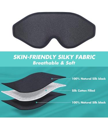 EasyVibe 3D Sleep Mask - Light Blocking Eye Mask with Adjustable Buckle | Soft Breathable Shade for Side Sleepers & Travel Yoga | Comfortable Black Sleeping Mask - Buy Online on GoSupps.com