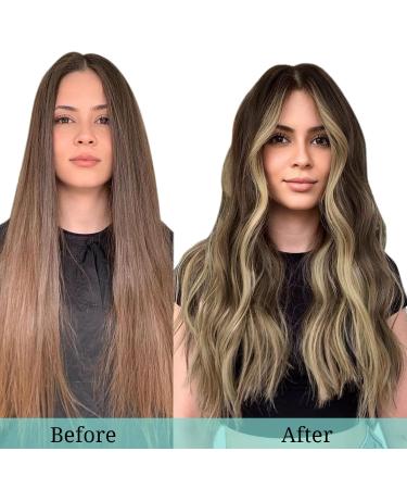 Doores Real Hair Extensions Clip In | Balayage Chocolate Brown to Honey Blonde | 30cm 12 Inch 80g Remy Hair | Thick Straight Real Hair Clips - Buy Online on GoSupps.com