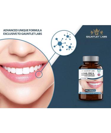 L-Lysine 1000mg Cold Sore & Shingles Treatment with Zinc & Vitamins | 5 Ingredient Premium Formula | Made in UK - Buy Online on GoSupps.com