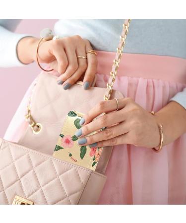 Shop Stylish Leather Lipstick Case & Mini Organizer with Mirror | Flower Tropical Palm Leaves Design - Buy Online on GoSupps.com