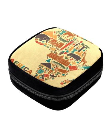 GIAPB Period Bag Sanitary Napkin Storage Bag Pad Holder for Period Makeup Pouch African Animal Color251