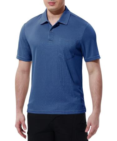 TBMPOY Men's Quick Dry Polo Shirt with Pocket - Dark Grey Blue - XX-Large - Buy Online on GoSupps.com