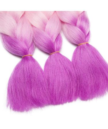 Tess Braids Extensions Ombre 60 cm - 3 Pack Jumbo Kanecalon Hair for Box Braids - Black/Purple Ombre - 100g per Bundle - Buy Online on GoSupps.com