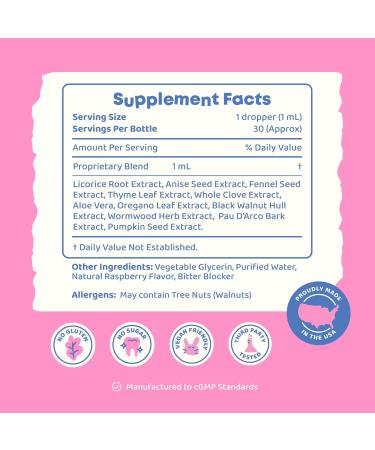 JoySpring ParaPatrol Kids Herbal Blend Alcohol-Free Liquid Supplement with Black Walnut and Wormwood Extract | Supports Digestive Health | Natural Raspberry Flavor 30 Servings - Buy Online on GoSupps.com