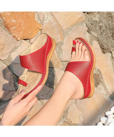Bunion Correction Sandals for Women - Comfy Open Toe Wedge Heels Breathable Slip-On Slippers for Flat Feet & Plantar Fasciitis - Orthopedic Casual Travel Shoes 8 Brown - Buy Online on GoSupps.com