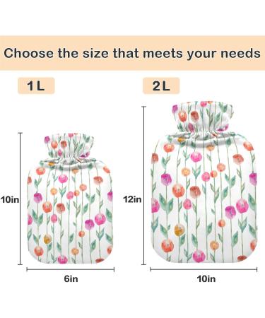 NAANLE 2L Hot Water Bottle with Watercolor Flower Cover - Pain Relief Hand/Foot Warmers & Neck Therapy - Buy Online on GoSupps.com