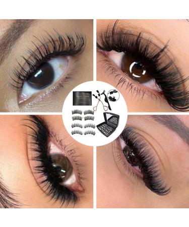 Magnetic Eyelashes Dual Magnetic False Eyelash Kit With Eyelash Curler Reusable False Eyelashes Contains 4 Pairs Natural 3d False Eyelashes Reusable&Waterproof No Adhesive Required Easy To Wear - Buy Online on GoSupps.com