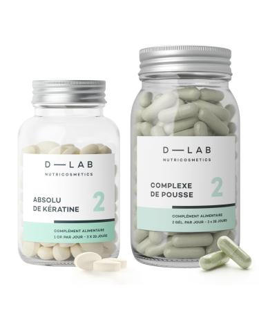 D-LAB Duo Hair Nutrition | 3 Months Hair Food Supplement | Vegan Vitamins for Revitalization Growth and Strengthening with Absolute Keratin and Growth Complex