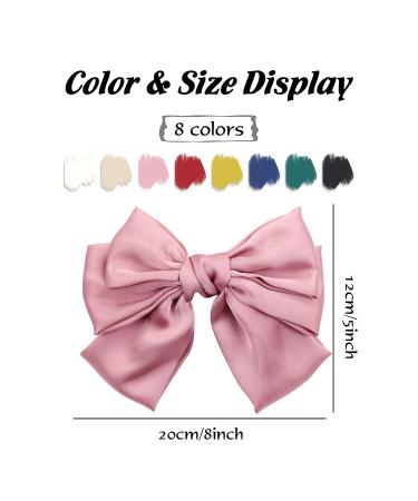 8 Pack 6 Inch Long Hair Ribbon Alligator Clips Barrettes Ponytail Holders  for Girls,Bowknot Satin Bows for Hair,Big Hair Bows for Women,Pink Red Blue  Green Black Hair Bows Clips Hairpins Accessories 