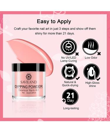 Saviland 29 Pcs Dip Powder Nail Kit Starter - Sakura Love 20 Colors Dipping Powder Set for DIY and Salon at Home - Buy Online on GoSupps.com