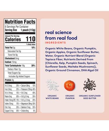 Cerebelly Baby Food Pouches White Bean Pumpkin Apple 4 oz - Pack of 6 | Toddler Snacks with Brain-supporting Nutrients | Gluten-Free, BPA-Free, Non-GMO | Healthy Snacks for Babies & Toddlers - Buy Online on GoSupps.com