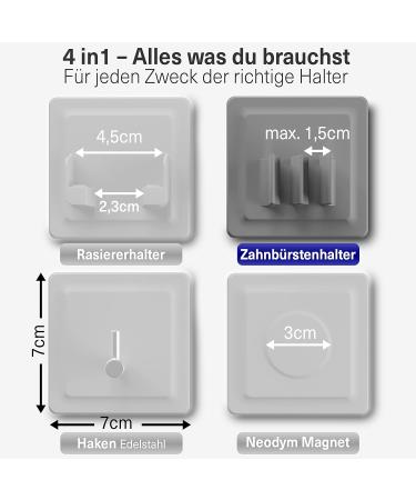 Lobux 2x Self-Adhesive Toothbrush Holder - Super-Resistant Soft-Touch Silicone for Bathrooms Mirrors & Showers - Light Gray - Buy Online on GoSupps.com