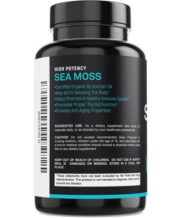 SPARTIS Certified Organic Sea Moss Capsules 2250mg Wildcrafted Irish Sea Moss Burdock Root Bladderwrack Supplement Raw Seamoss Pills & Powder (Pack of 1 at 180-Caps) - Buy Online on GoSupps.com