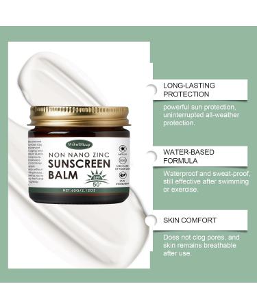 Beef Tallow Sunscreen Balm - 100% Natural Non Nano Zinc Soothing and Moisturizing Sun Cream for Face - Waterproof and Sweat-proof 60g (1) - Buy Online on GoSupps.com