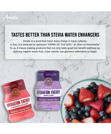 Amata Water Enhancer | Water Flavoring Drops | Perfect for Keto - Low Carb | Grape & Strawberry Natural Water Flavoring | Zero Calories | Organic Monk fruit Flavored Drops - (Pack of 2 - Each 2oz) Grape & Strawberry - Pack - Buy Online on GoSupps.com