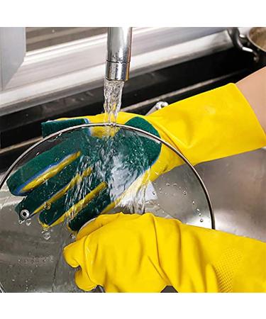 BUSOTH Washing And Cleaning Gloves Garden Kitchen Tableware Sponge Finger Rubber Household Cleaning Gloves Dishwashing Gloves Yellow - Buy Online on GoSupps.com