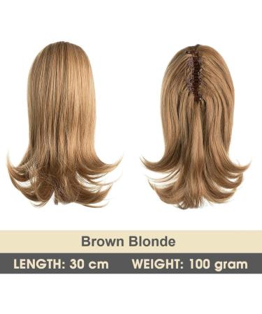 Brown Blonde Curly Clip-in Ponytail Extension - 12 Inch Synthetic Hairpiece for Women - Buy Online on GoSupps.com